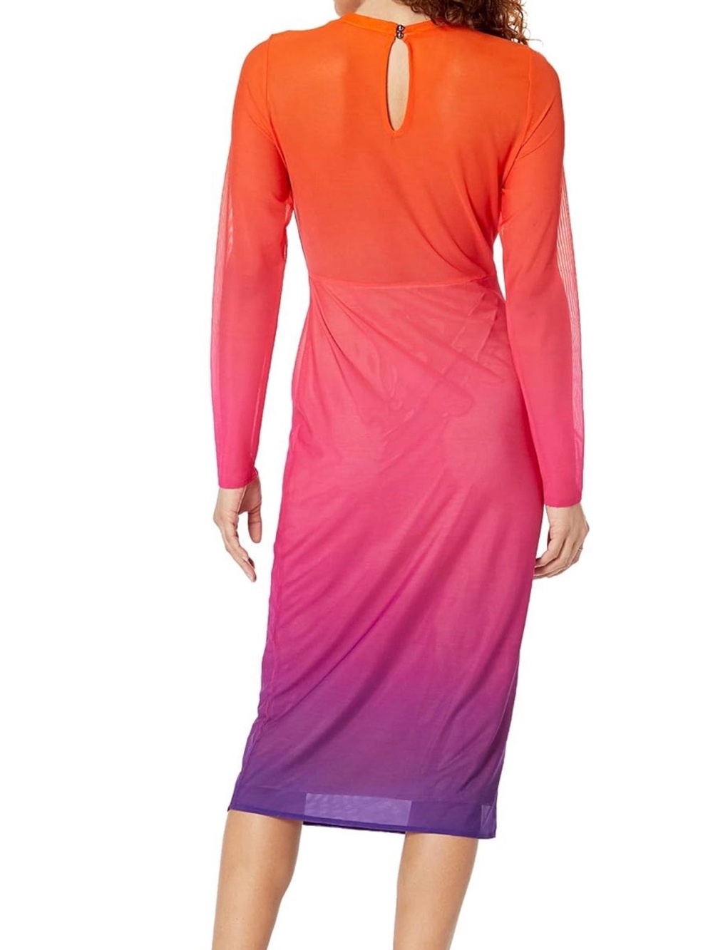 The Drop Ombre Mesh Bodycon Midi Dress Pink Purple Long Sleeve Women’s XXS NWT - Picture 2 of 9